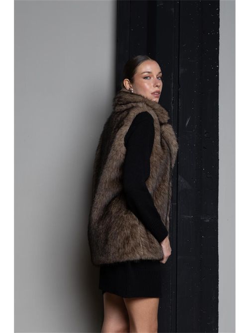 Gilet in ecopelliccia over con maxi rever KAOS | SIJLE021/6002